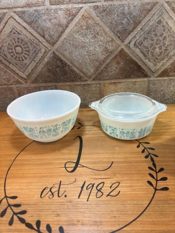 Vintage Pyrex Butterprint Turquoise on White Dishes 1957-1968 PRICE is per DISH