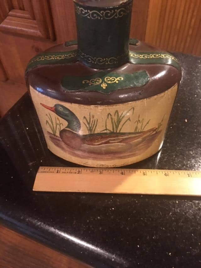 Vintage Leather Wrapped Decanter featuring Ducks Italy