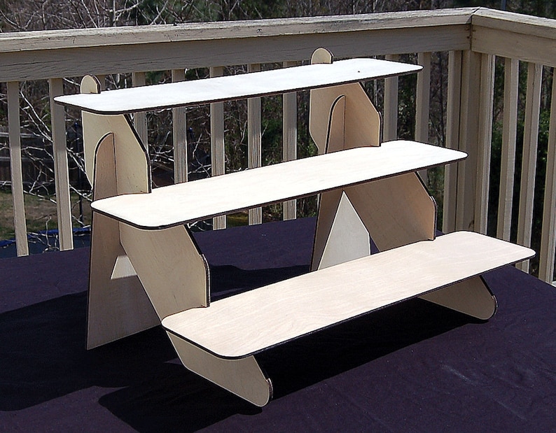Three Shelf Sturdy Precision Laser Cut Wooden Collapsible Etsy