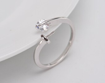 Best Gift For Her. Hollow Ring Support DIY Tools White Color Jewelry Making Ring Base Ring Empty Holder S925 Silver Ring Accessory