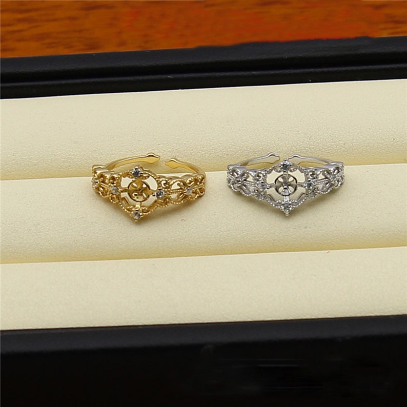 Best Gift For Her. Hollow Ring Support DIY Tools White Color Jewelry Making Ring Base Ring Empty Holder S925 Silver Ring Accessory