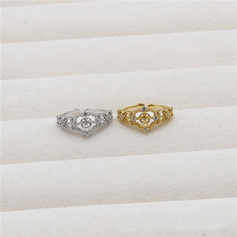 Best Gift For Her. Hollow Ring Support DIY Tools White Color Jewelry Making Ring Base Ring Empty Holder S925 Silver Ring Accessory