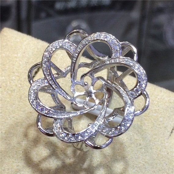S925 Sliver Ring Setting Silver Diamond Ring Holder Jewelry Etsy