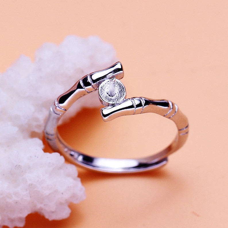 Bamboo Joint Ring Support White Color Freshwater Pearl Ring,Jewelry Making Ring Base. S925 Silver Ring Accessory Ring Holder