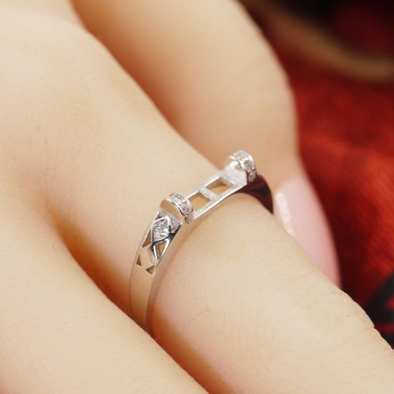 Best Gift For Her. Hollow Ring Support DIY Tools White Color Jewelry Making Ring Base Ring Empty Holder S925 Silver Ring Accessory