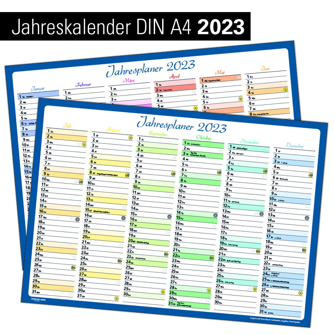 Tafelkalender 2023 Bunt A4 6 Mon/Seite Wandkalender Recycling