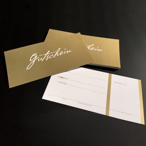Gutschein Gutscheinkarte Geschenkgutschein edel neutral Gold DIN Lang 5 Stück