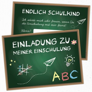 Einladungskarten Einladung zur Einschulung, DIN A6 mit vorgedruckter Rückseite, 10 Stück, DIN A6 Tafel