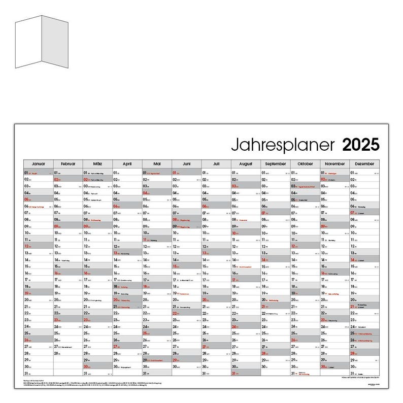 Boxclever Press Wandplaner 2025 - 70x43 Cm Jahreskalender Linear Layout Ohne Falten