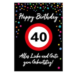 Feliz 40º aniversário | Cartão de aniversário XXL DIN A4 design de confete incluindo envelope cartão dobrável cartão maxi extra grande