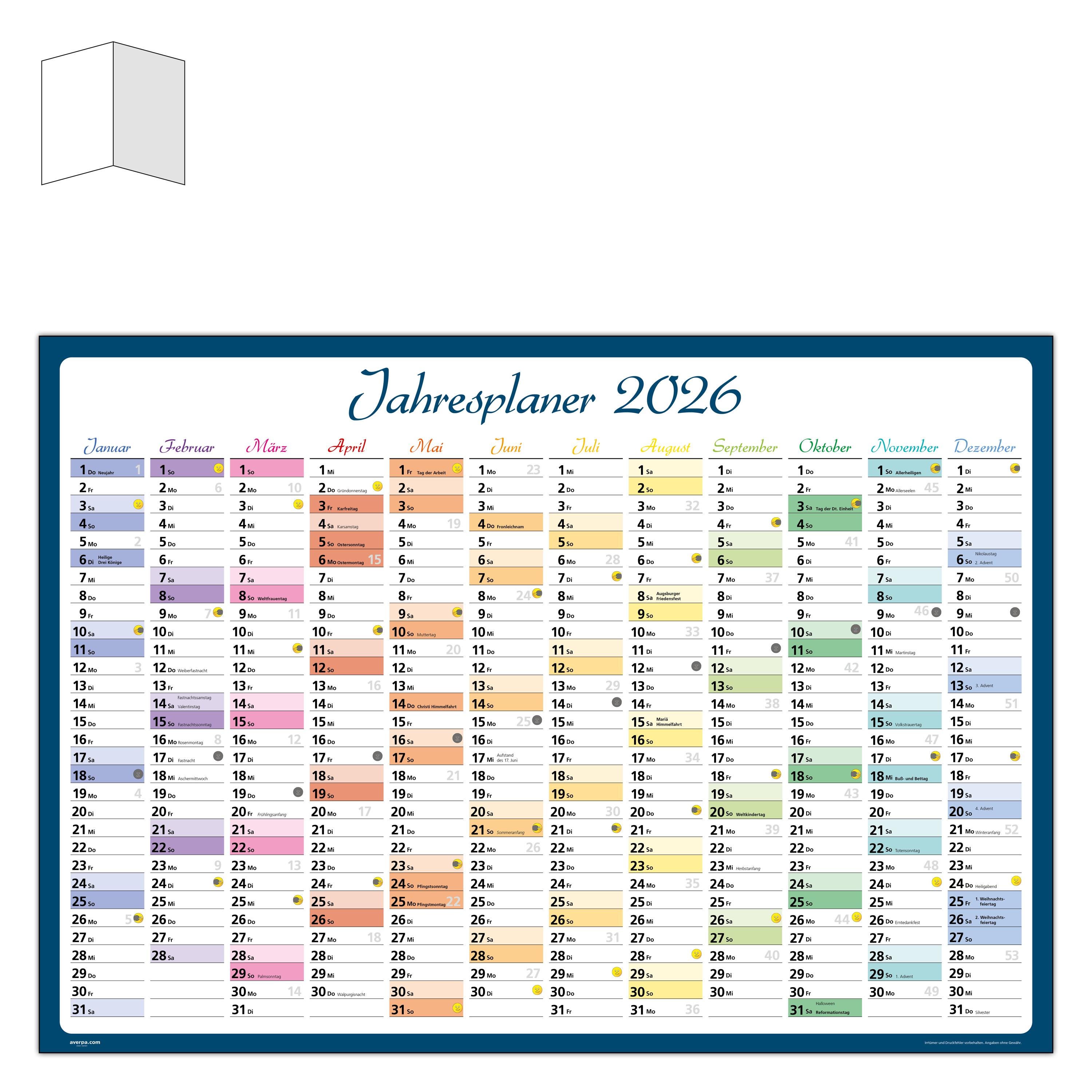 Wandplaner 2026 Wandkalender, Monatskalender, Tagesplaner