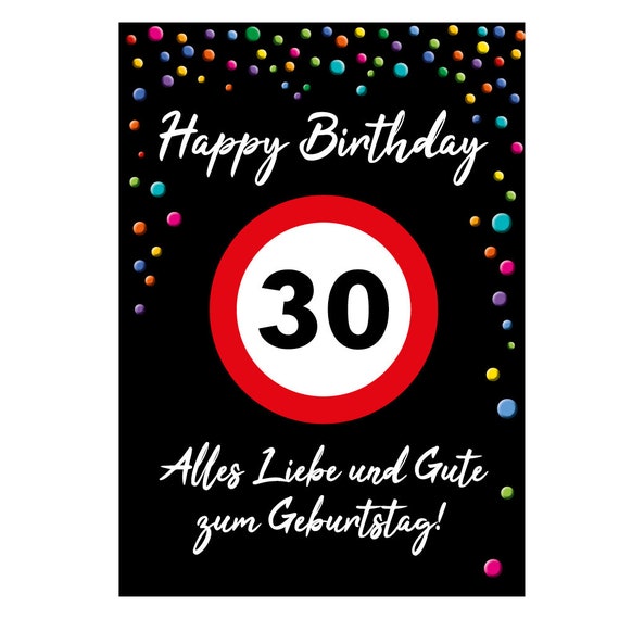 Happy 30th Birthday | XXL Birthday Card DIN A4 Confetti Design
