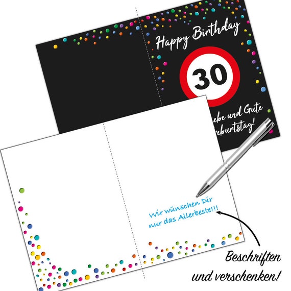Happy 30th Birthday | XXL Birthday Card DIN A4 Confetti Design