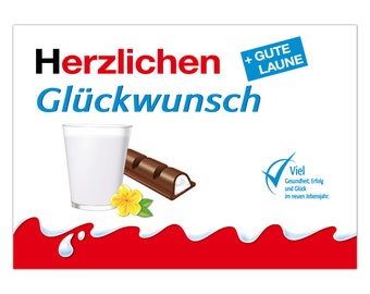 Glückwunsch Geburtstag | XXL Geburtstagskarte DIN A4 Kinder Schokolade inkl. Umschlag Klappkarte Grußkarte  Maxikarte extra groß