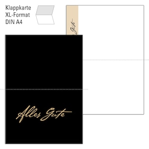 Biglietto d'auguri XXL DIN A4 "All the best", elegante, neutro, nero, beige