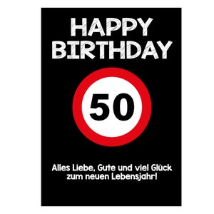 Gefeliciteerd met de 50ste verjaardag | XXL verjaardagskaart DIN A4 modern design incl. envelop vouwkaart wenskaart maxi kaart extra groot