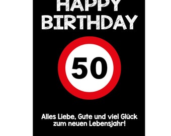 Congratulations on the 50th birthday | XXL birthday card DIN A4 modern design incl. envelope folding card greeting card maxi card extra large