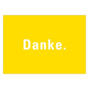 Sag einfach mal Danke - Grußkarte für ein Dankeschön DIN A6 mit weißer Rückseite, DIY, 5 Stück, Gelb