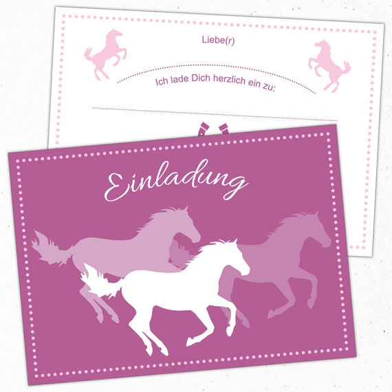 12 Einladungskarten Din A6 Kindergeburtstag Postkarten Malen Gespenster Pferde > 