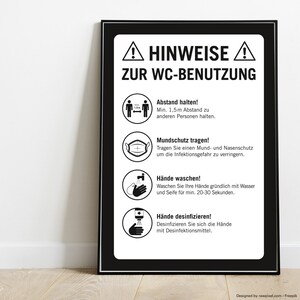 Safe shopping sign Corona distance toilet hygiene, digital download, print-ready poster DIN A3, poster, poster,