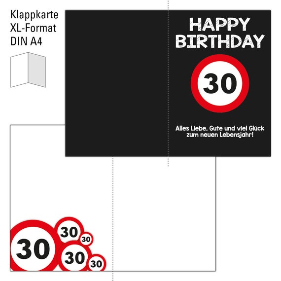 Happy 30th Birthday | XXL Birthday Card DIN A4 Modern Design Incl