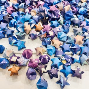 3/4 Inch Galaxy Origami Lucky Stars - Party Favors, Star Decoration, Starry Night, Home Decor, Gift, Cosmic, Confetti