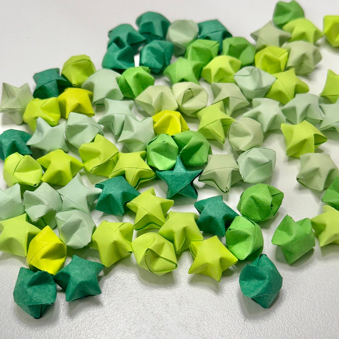Shades of Green Origami Lucky Stars: Handmade Paper Confetti - Etsy