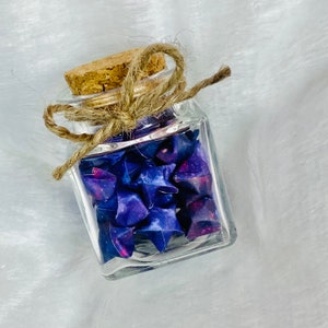 Purple Galaxy Origami Lucky Stars in Glass Jar: Cosmic Decor
