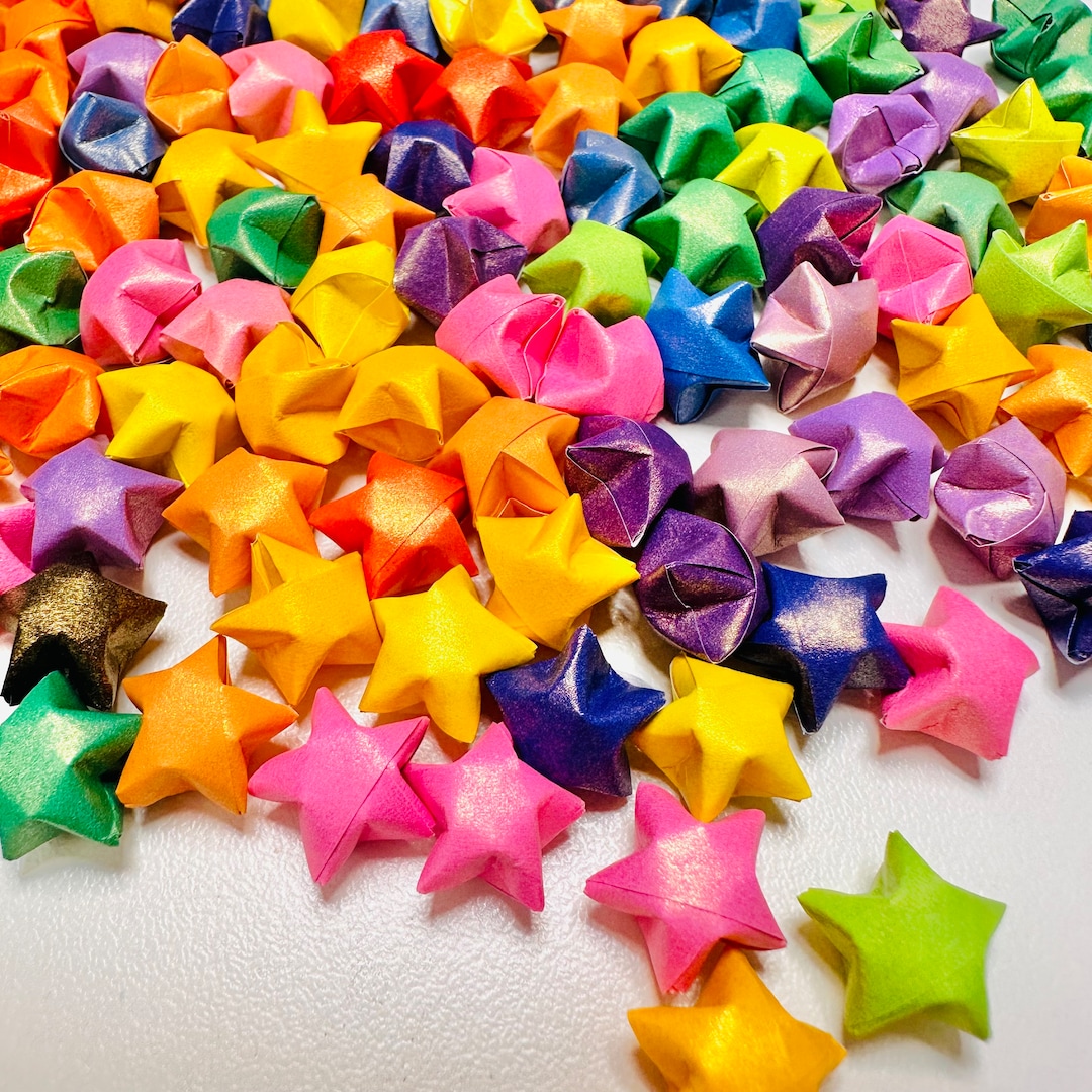 Shimmery Rainbow Origami Lucky Stars - Party Favors, Star Decoration ...