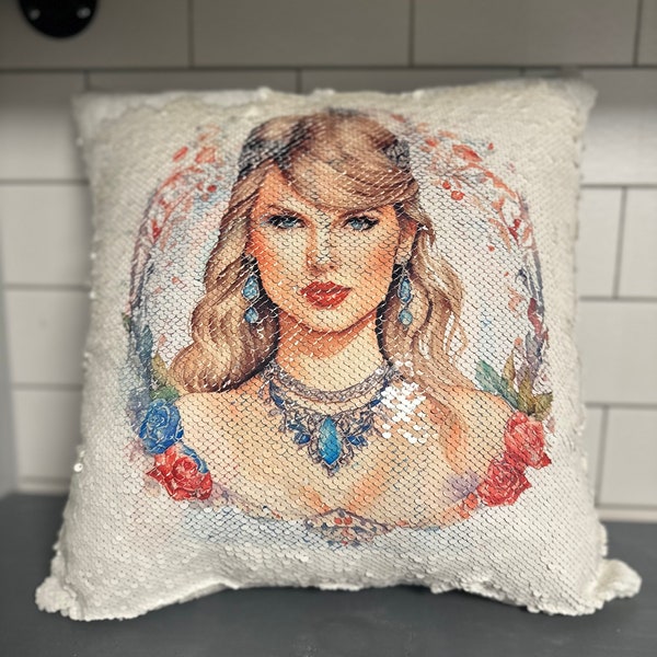 Custom Unique Double Sided TS Taylor Swift Flip Sequins Pillow Including Insert 16x16