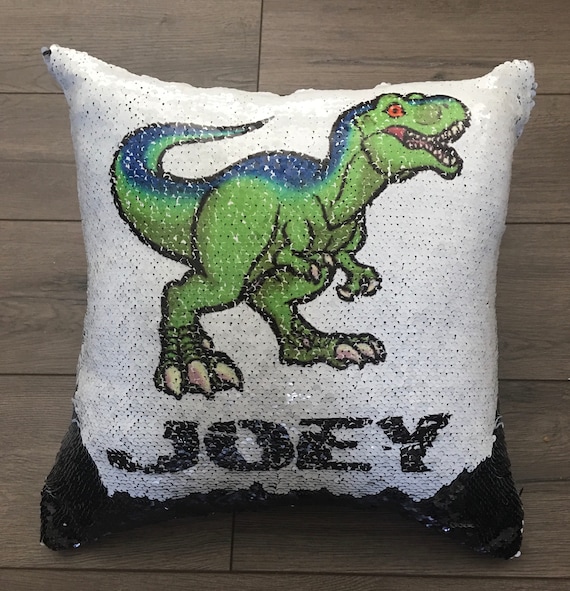 dinosaur sequin pillow