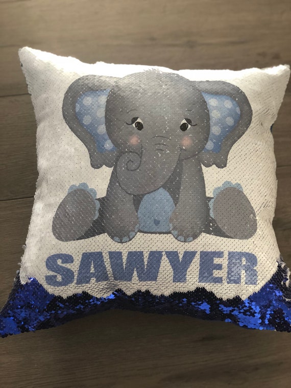 Personalized Elephant Sequin Flip Pillow Including Insert Etsy