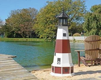 Montauk Wooden Lighthouse Solar Decorative Lawn and Garden Ornament