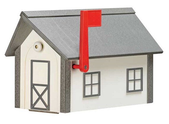 Standard Poly Barn Mailbox W Dark Grey Poly Roof Etsy