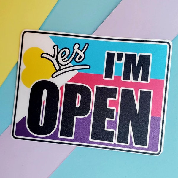 Yes, I'm open! polyamory flag vinyl sticker 3 inch