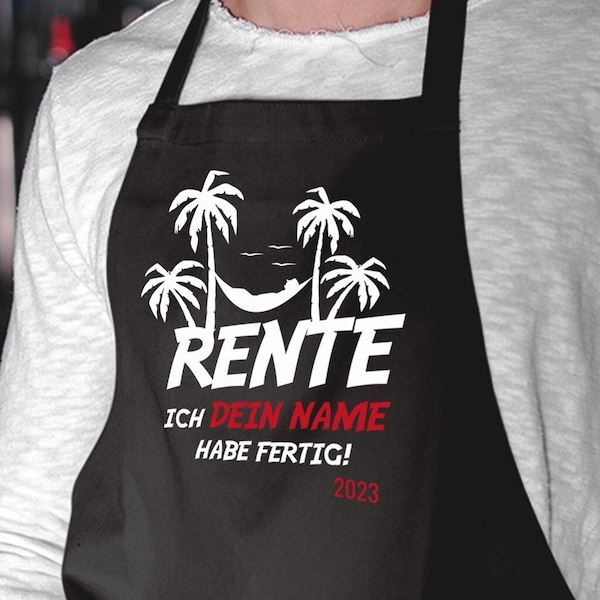 Rente 2023 Palmen Hängematte Ich habe fertig mit Wunschname - Grillschürze & Kochschürze