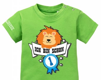 Ich bin schon 1 - Löwe Abzeichen Geburtstag - Jungen - Baby T-Shirt