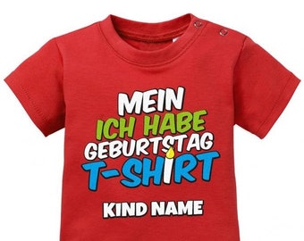 zum 1 Geburtstag - Mein erstes ich habe Geburstag T-Shirt Blau - Kerze - Jungen - Baby T-Shirt