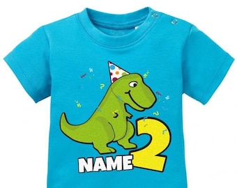 Dino mit Wunschname 2 Geburtstag - Baby T-Shirt