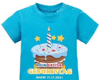 Mein erster Geburtstag - mit Wunschname -  Baby T-Shirt