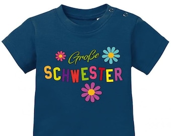 Große Schwester - Blumen - Baby T-Shirt