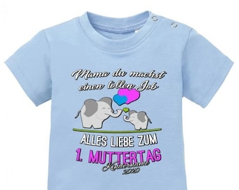 Mama du machst einen tollen Job - 1. Muttertag 2021 mit Wunschname vom Kind - Baby T-Shirt