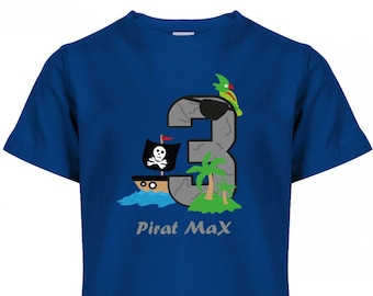 Pirat 3 mit Wunschname - Kinder T-Shirt