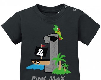 Erster Geburtstag Pirat 1 mit Wunschname - Baby T-Shirt