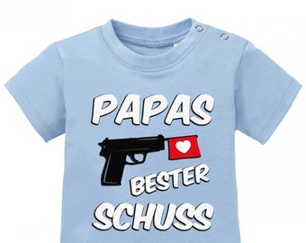 Papas bester Schuss - Baby Sprüche Shirt