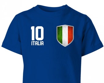 Italia 10 Wappen - EM WM - Italien Fan - Kinder T-Shirt