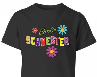 Große Schwester - Blumen - Kinder T-Shirt