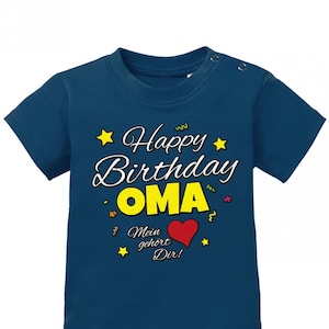 Happy Birthday Oma Mein Herz gehört Dir Geburtstag Baby Shirt Navy