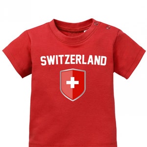 Switzerland Fan T-Shirt WM EM Schweiz Baby T-Shirt Rouge