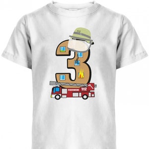 Drei 3 Feuerwehr Geburtstag Kinder T-Shirt White